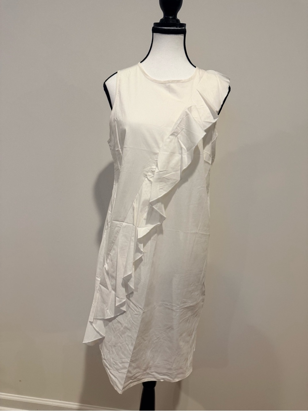 Spense White Ruffle Sheath Dress